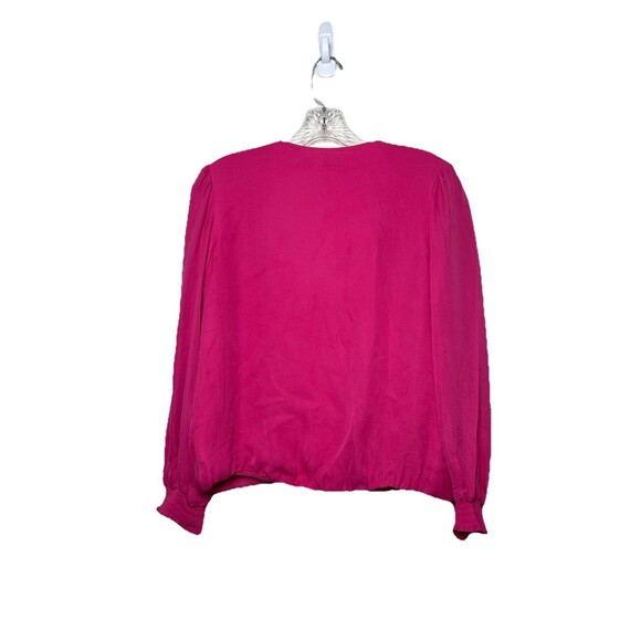 Alice + Olivia‎ Pink Bubble Hem Blouse Faux Wrap Silk Top Women Small - Picture 4 of 11